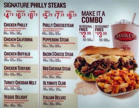 charleys philly steaks menu